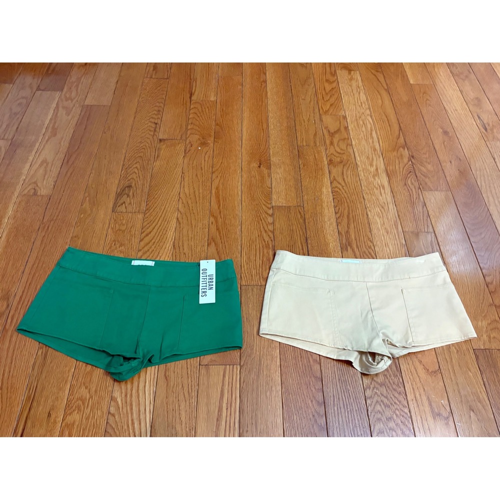 Bundle 2 BDG Urban Outfitters Twill Hot Shorts Green Tan Bundle Size 4 NWT